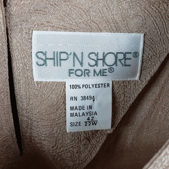 Ship N Shore Vintage Blouse Womens Size 22W Short Sleeve Floral Beige - Picture 7 of 7